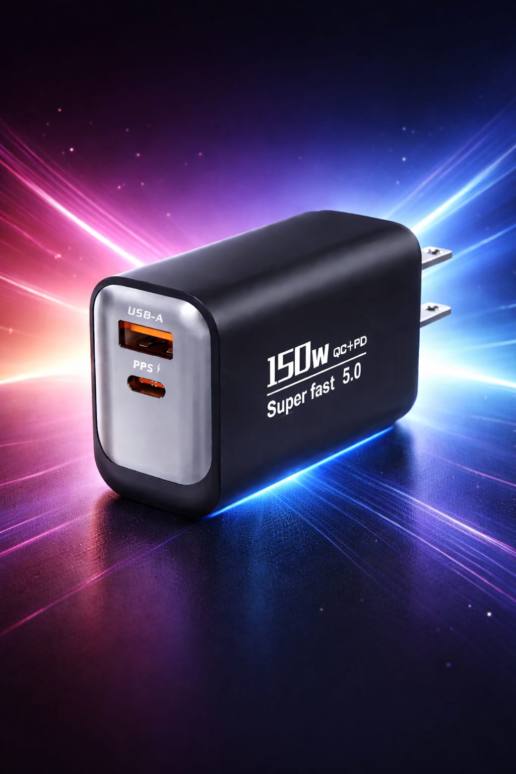 150W USB-C Adapter Fast Charger USB Type C PD Fast Charging Quick Charge 5.0 Mobile Phone Charger Wall Adapter  (BLACK)