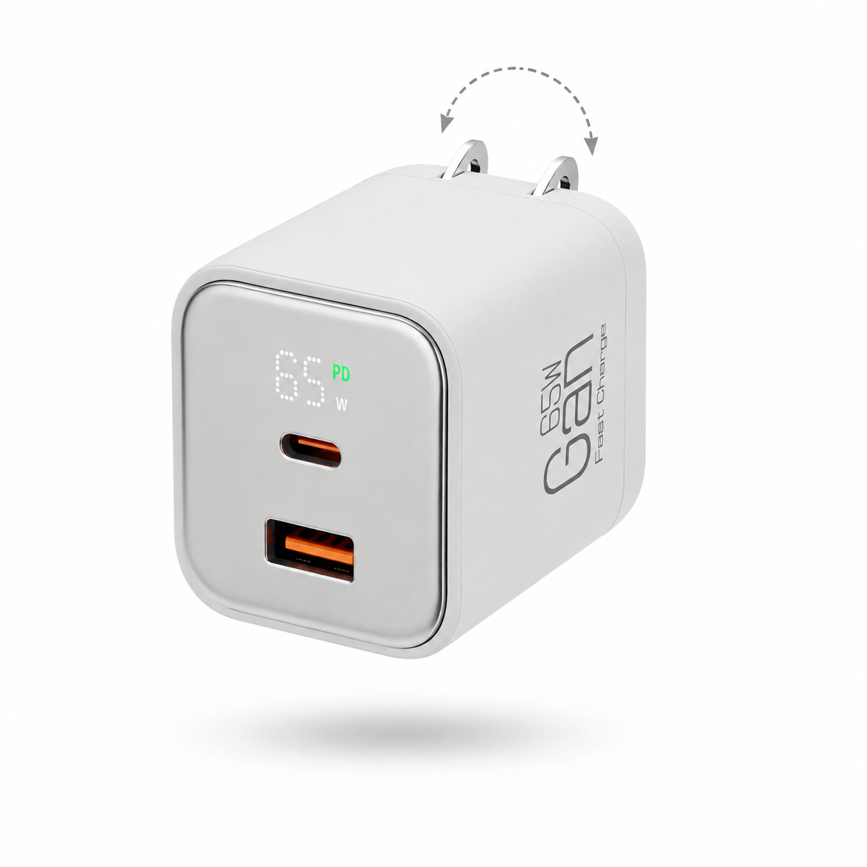 (2 pack) 65W Gan Nano Digital Display Super Fast Charging for MacBook Pro/Air for iPhone (WHITE)