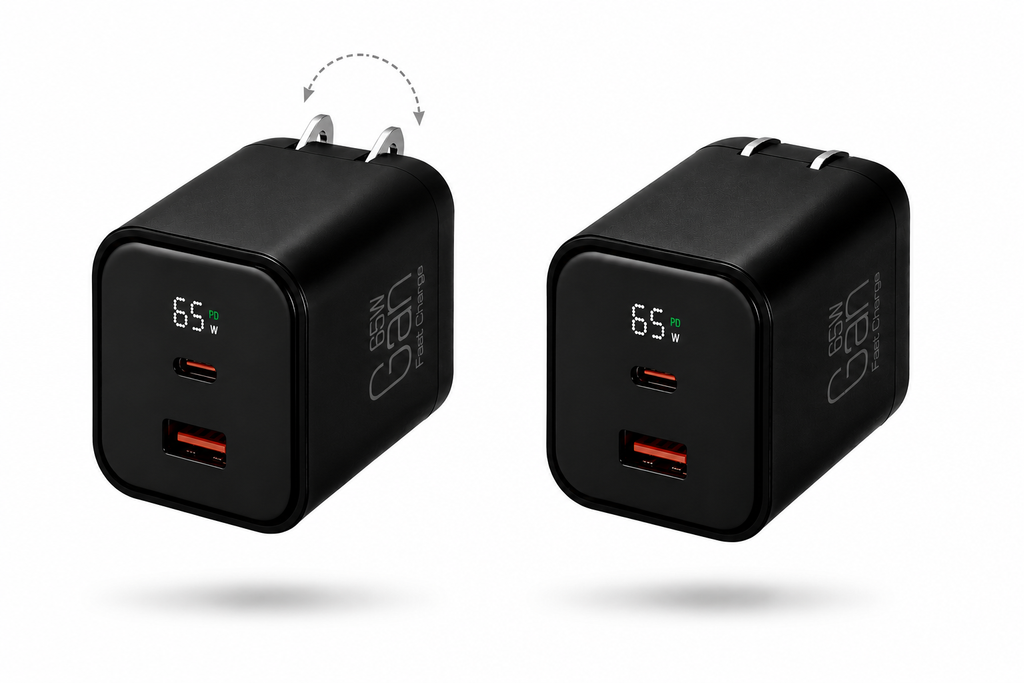 (2 pack) 65W Gan Nano Digital Display Super Fast Charging for MacBook Pro/Air for iPhone (BLACK)